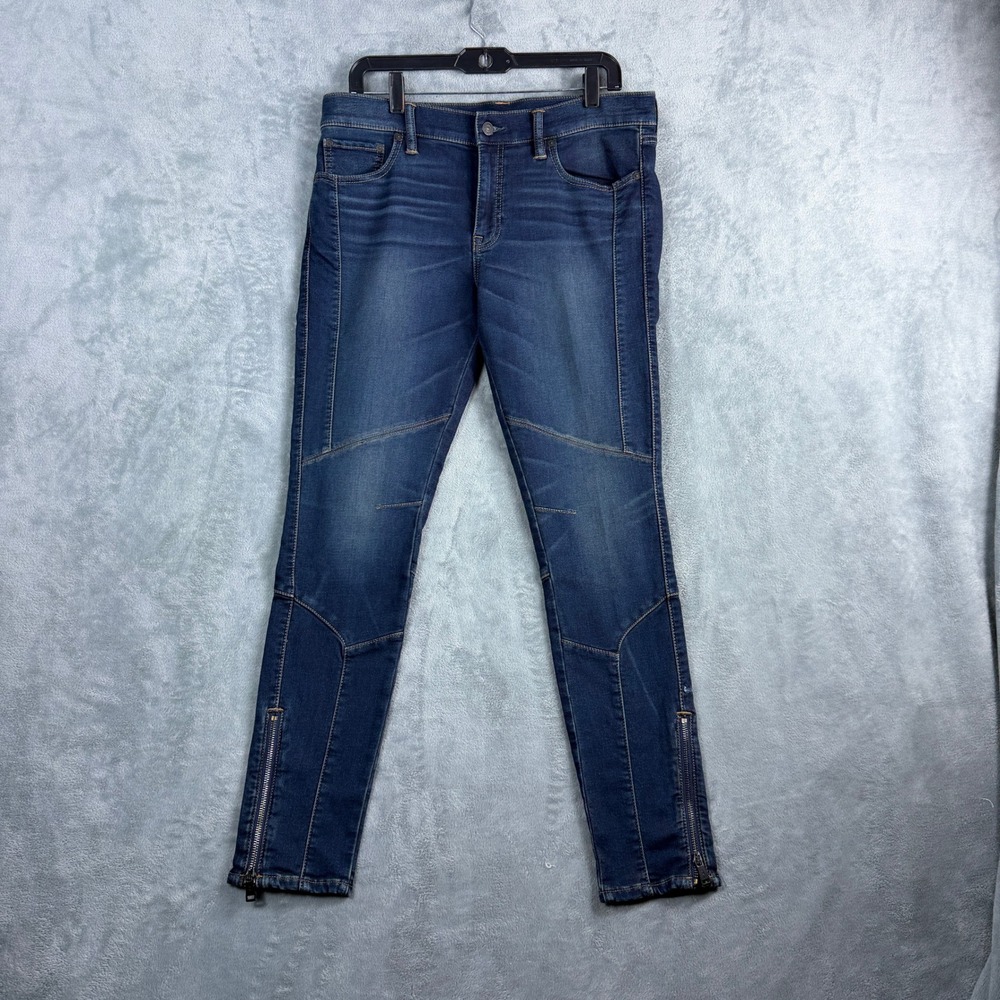 Polo Ralph Lauren Womens 32 Blue Jeans Skinny Moto Biker Ankle Zip Gorpcore